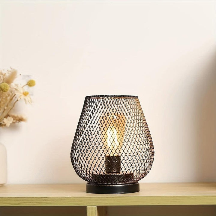Set of 2 Lantern Table Lamps - Mesh Diamond Pattern LED
