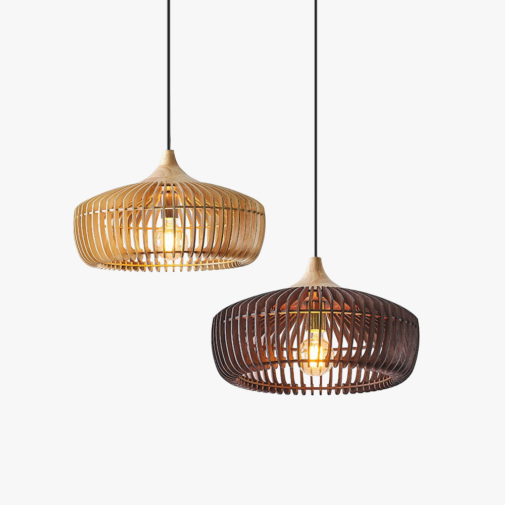 Slatted Wood Pendant Light | Japandi Scandinavian Dining Pendant