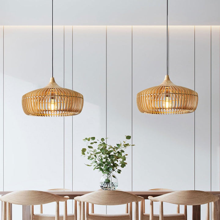 Slatted Wood Pendant Light in Wood