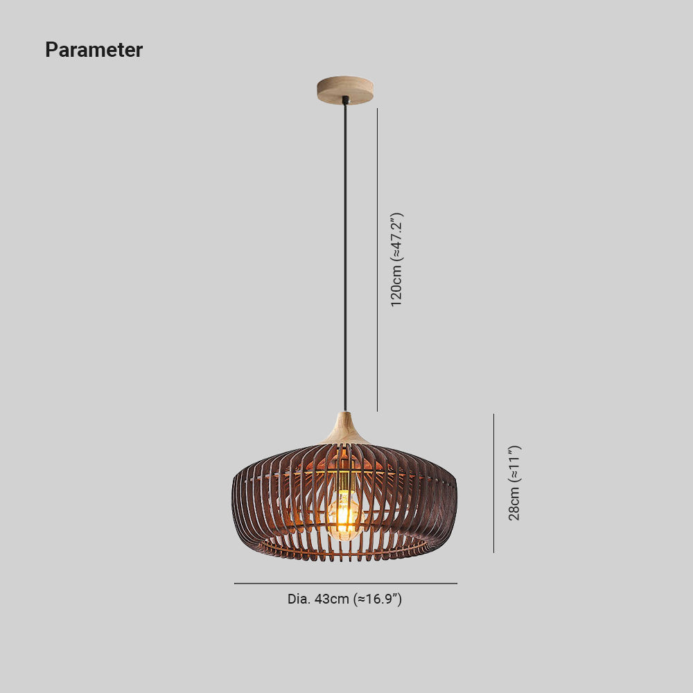Slatted Wood Pendant Light | Japandi Scandinavian Dining Pendant