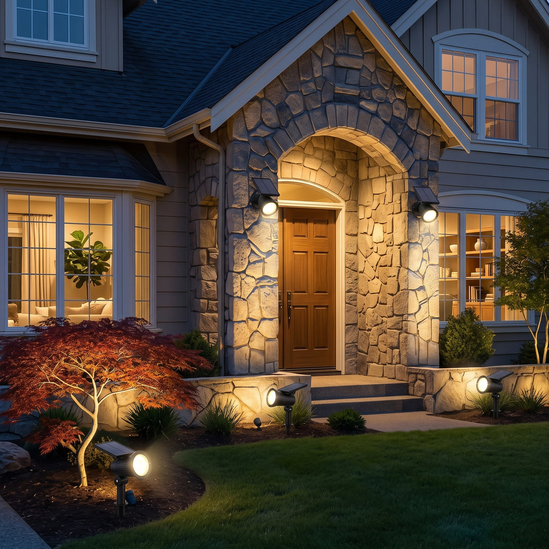 Solar Garden Spotlight - Outdoor LED Ground Stake Light with Solar Panel