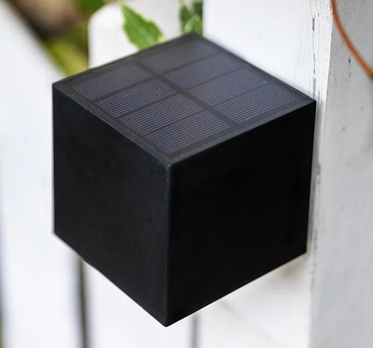 Solar LED Wall Light Outdoor - Cube Shape ABS - Auto On/Off