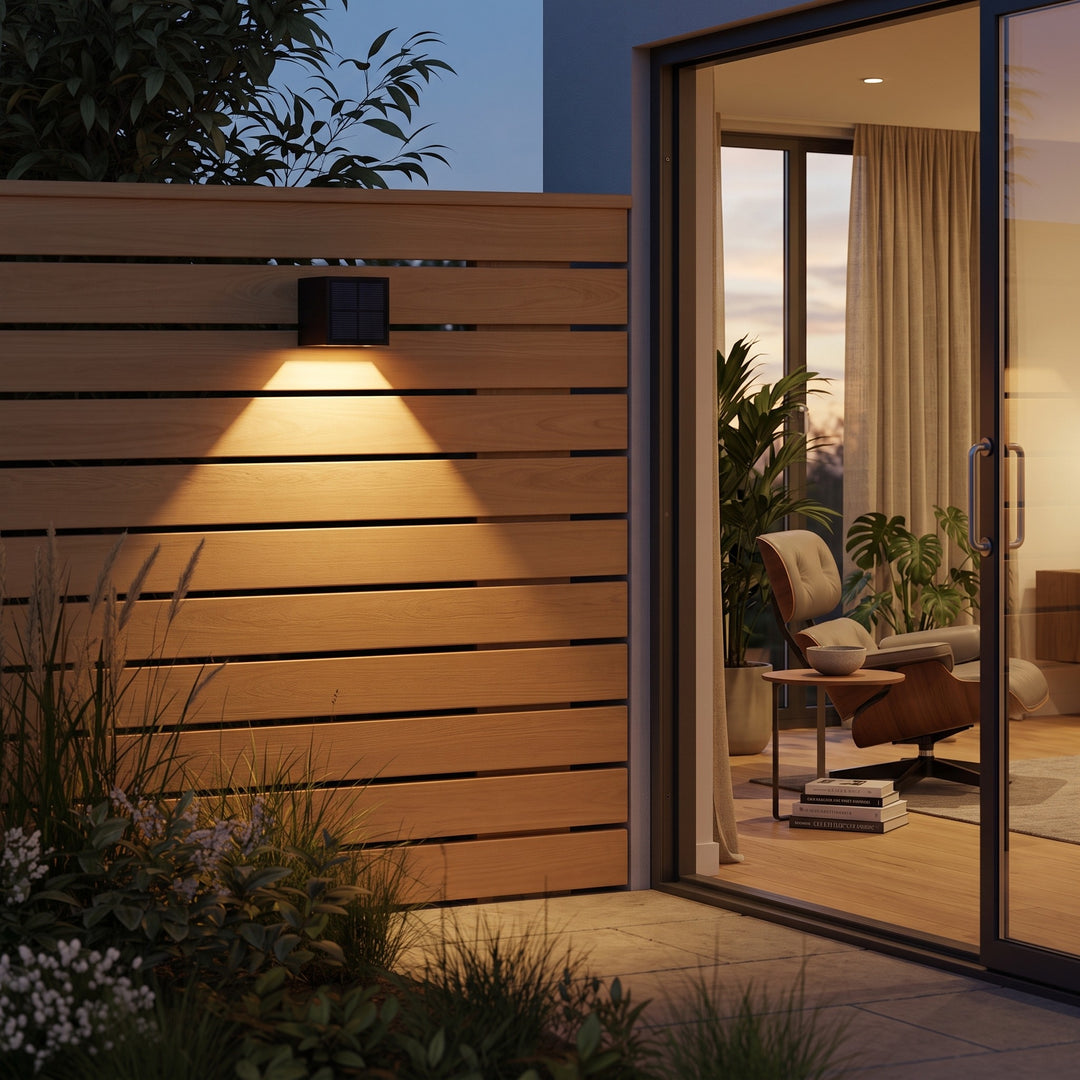 Solar LED Wall Light Outdoor - Cube Shape ABS - Auto On/Off