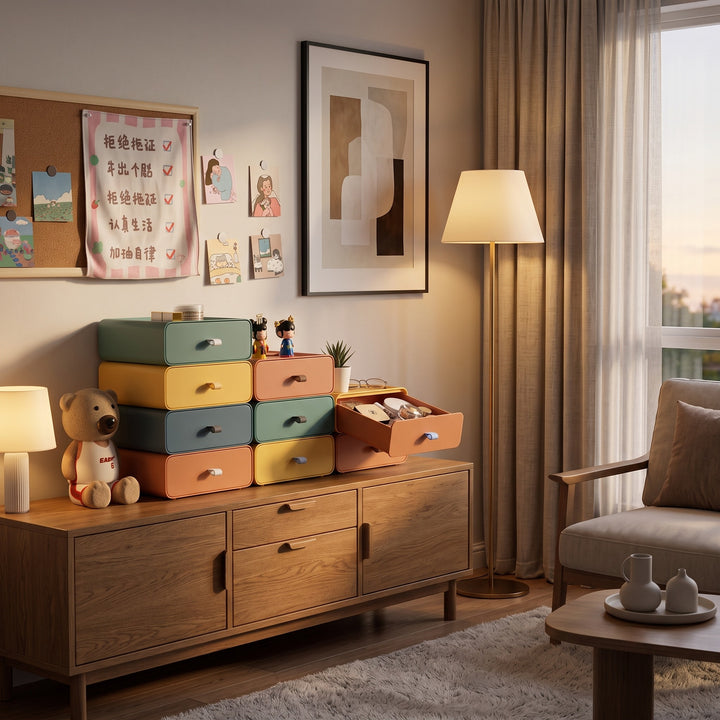 Stackable Storage Box with Drawer - Multi-Color