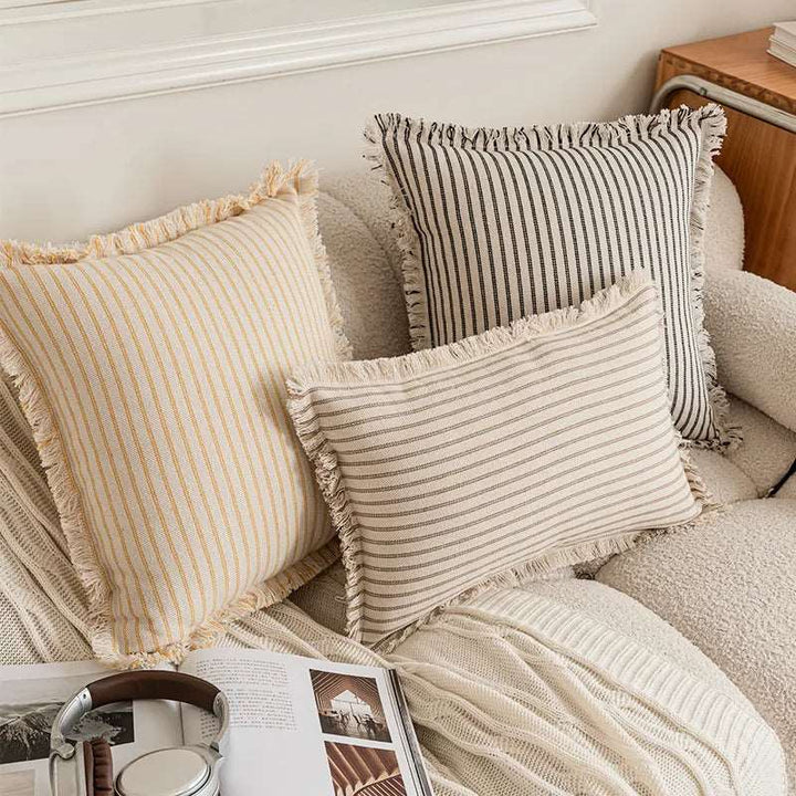 Striped Jacquard Cushion Cover | Nordic Woven Cotton Cushion Cover
