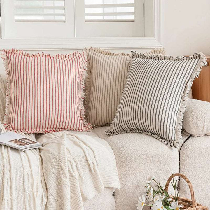Striped Jacquard Cushion Cover | Nordic Woven Cotton Cushion Cover