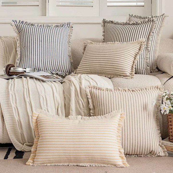 Striped Jacquard Cushion Cover | Nordic Woven Cotton Cushion Cover