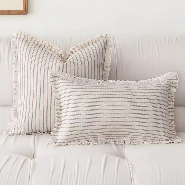 Striped Jacquard Cushion Cover | Nordic Woven Cotton Cushion Cover