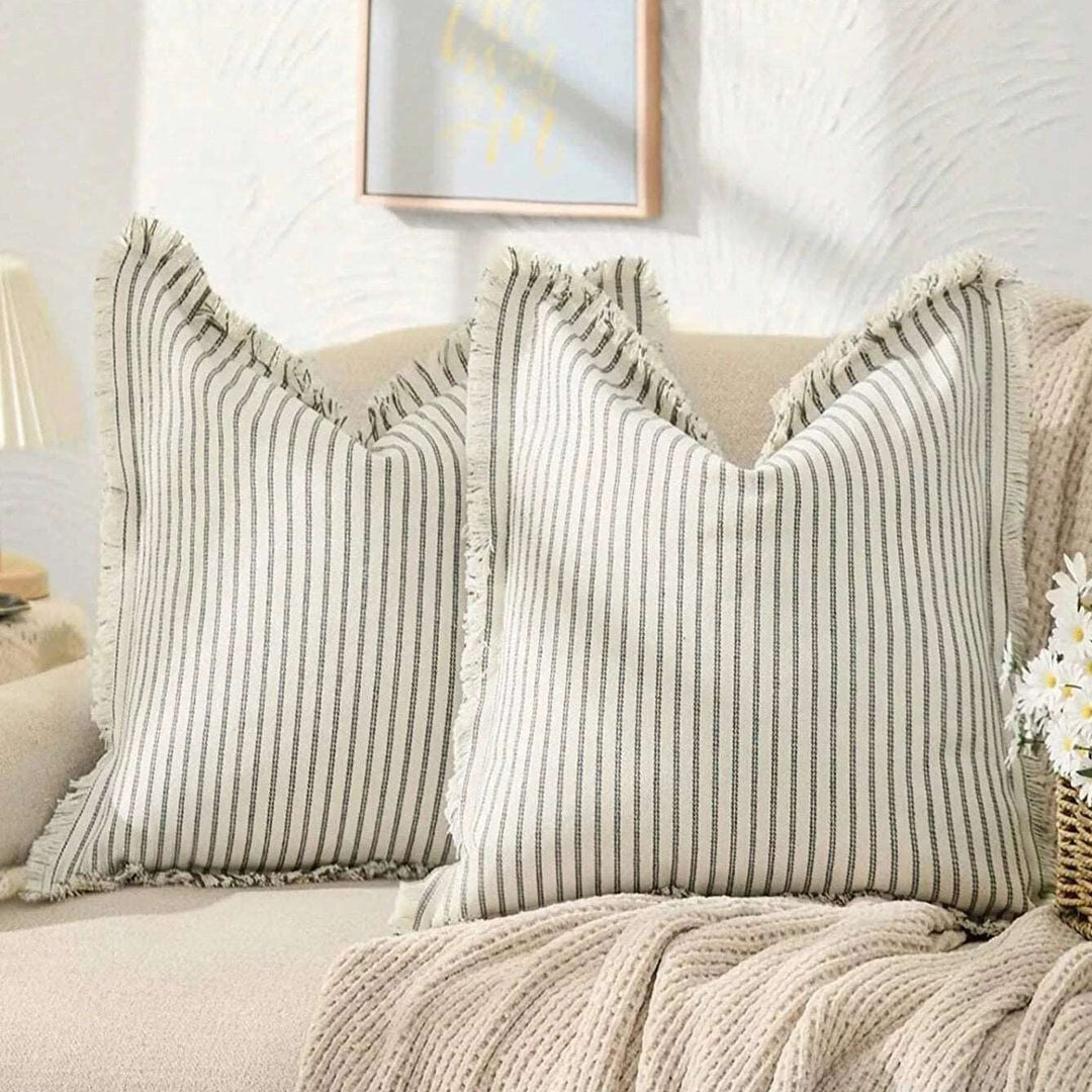 Striped Jacquard Cushion Cover | Nordic Woven Cotton Cushion Cover