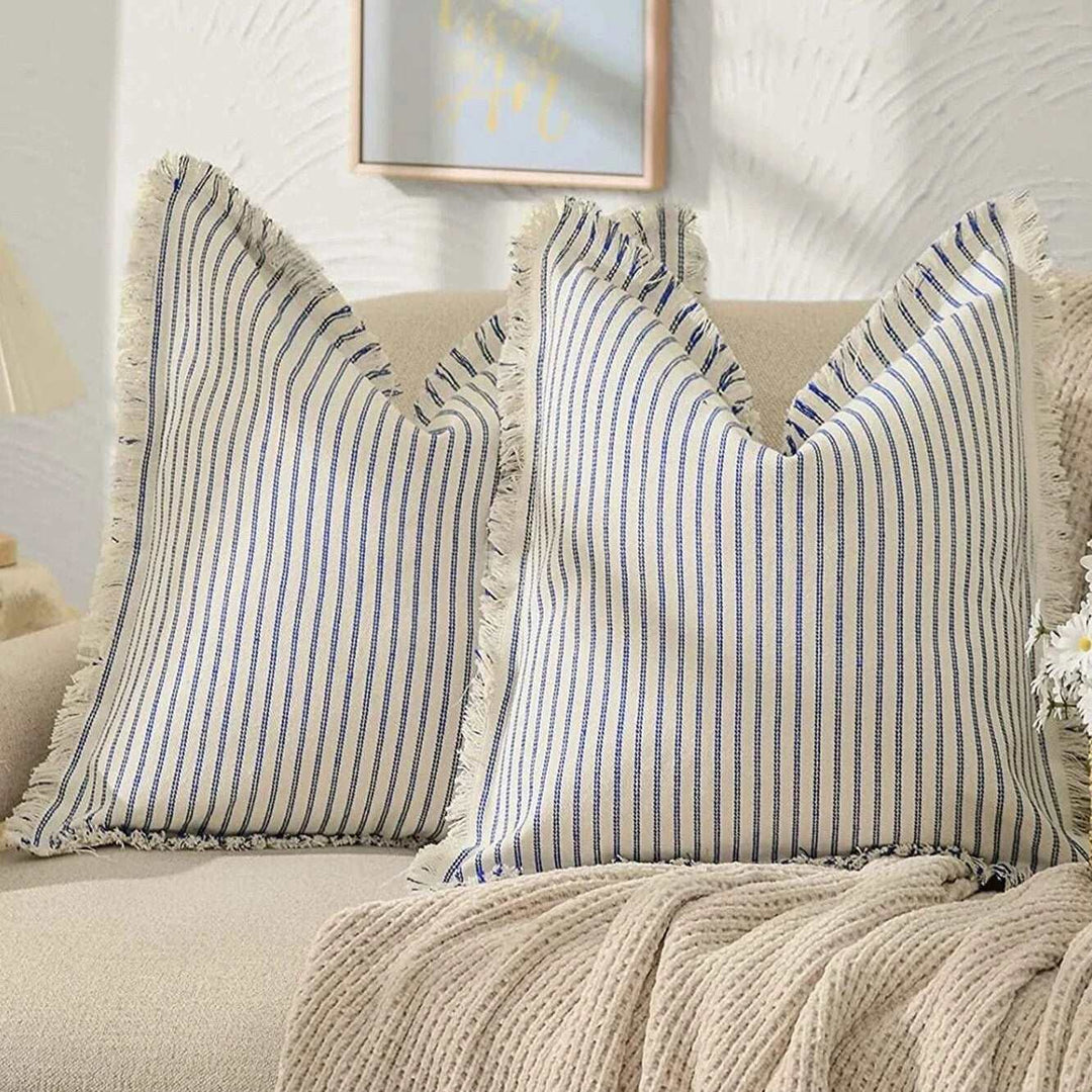 Striped Jacquard Cushion Cover | Nordic Woven Cotton Cushion Cover