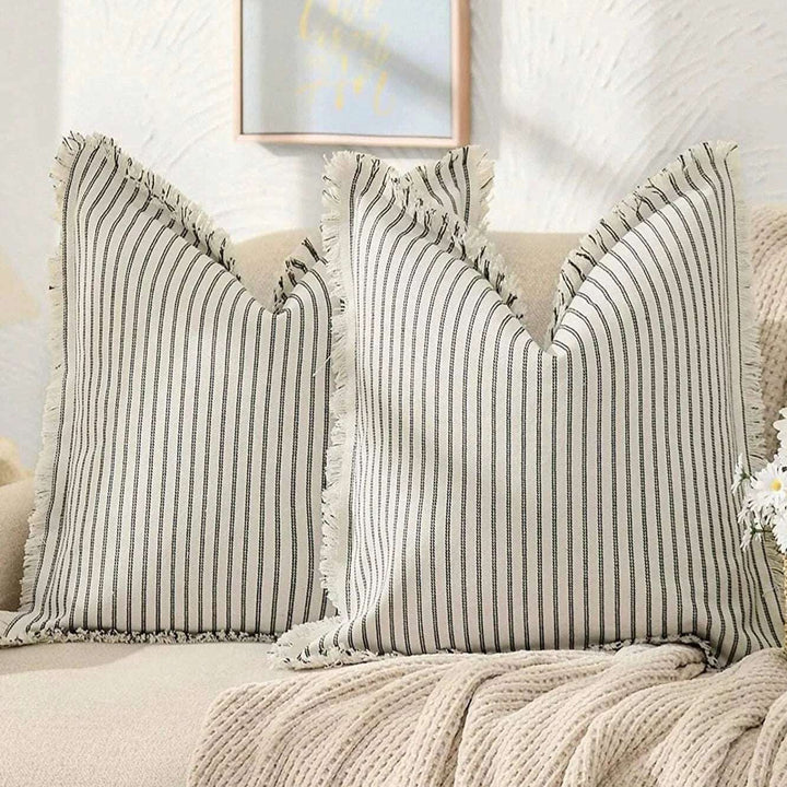 Striped Jacquard Cushion Cover | Nordic Woven Cotton Cushion Cover