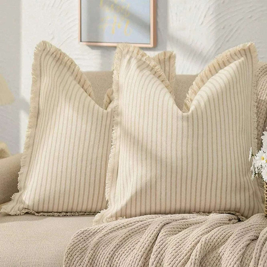 Striped Jacquard Cushion Cover | Nordic Woven Cotton Cushion Cover
