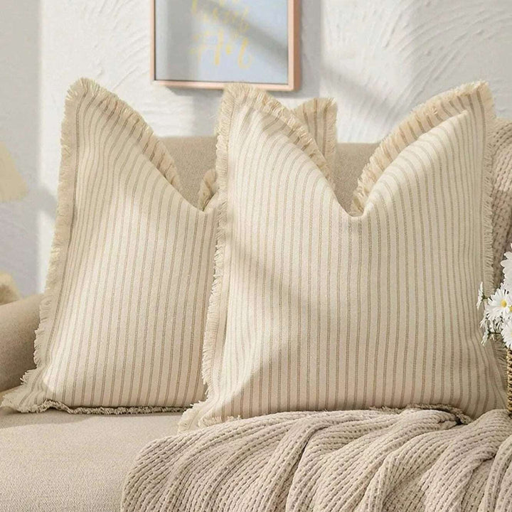 Striped Jacquard Cushion Cover | Nordic Woven Cotton Cushion Cover