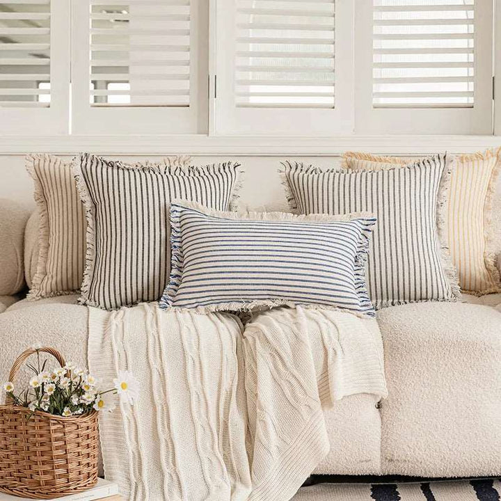Striped Jacquard Cushion Cover | Nordic Woven Cotton Cushion Cover