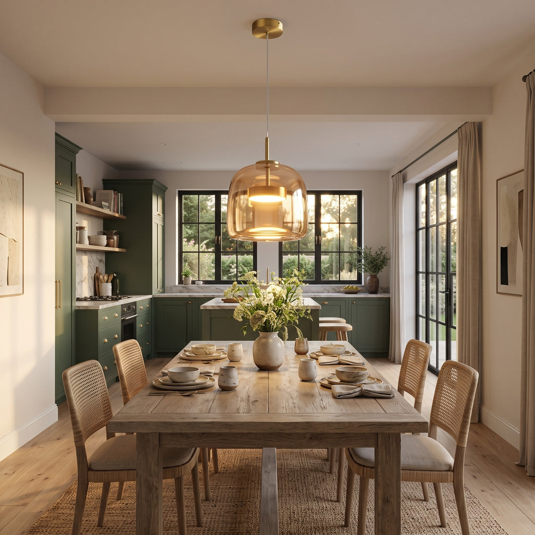 Suspension Pendant Lamp - Bell Shaped Shade with Inner Diffuser