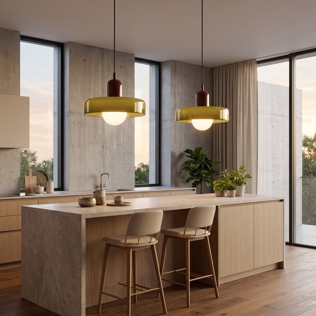 Suspension Pendant Lamp Disc Shade Glass Globe
