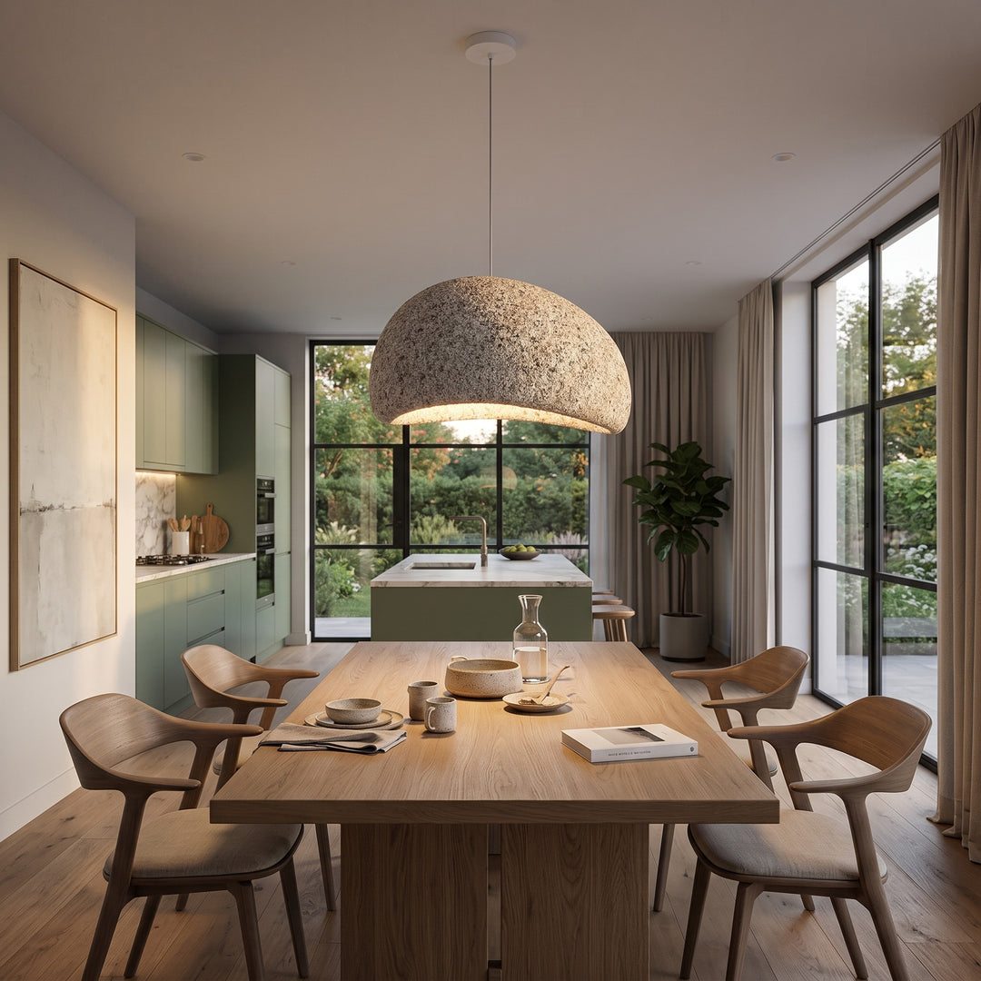 Suspension Pendant Lamp - Domed Pebble Shaped Shade