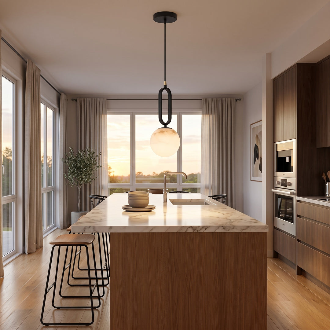 Suspension Pendant Lamp - Globe Shade with Oval Loop