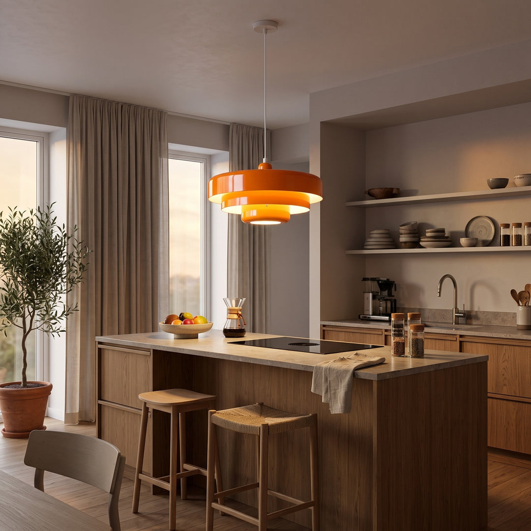 Suspension Pendant Lamp - Layered Tiered Disc Shade