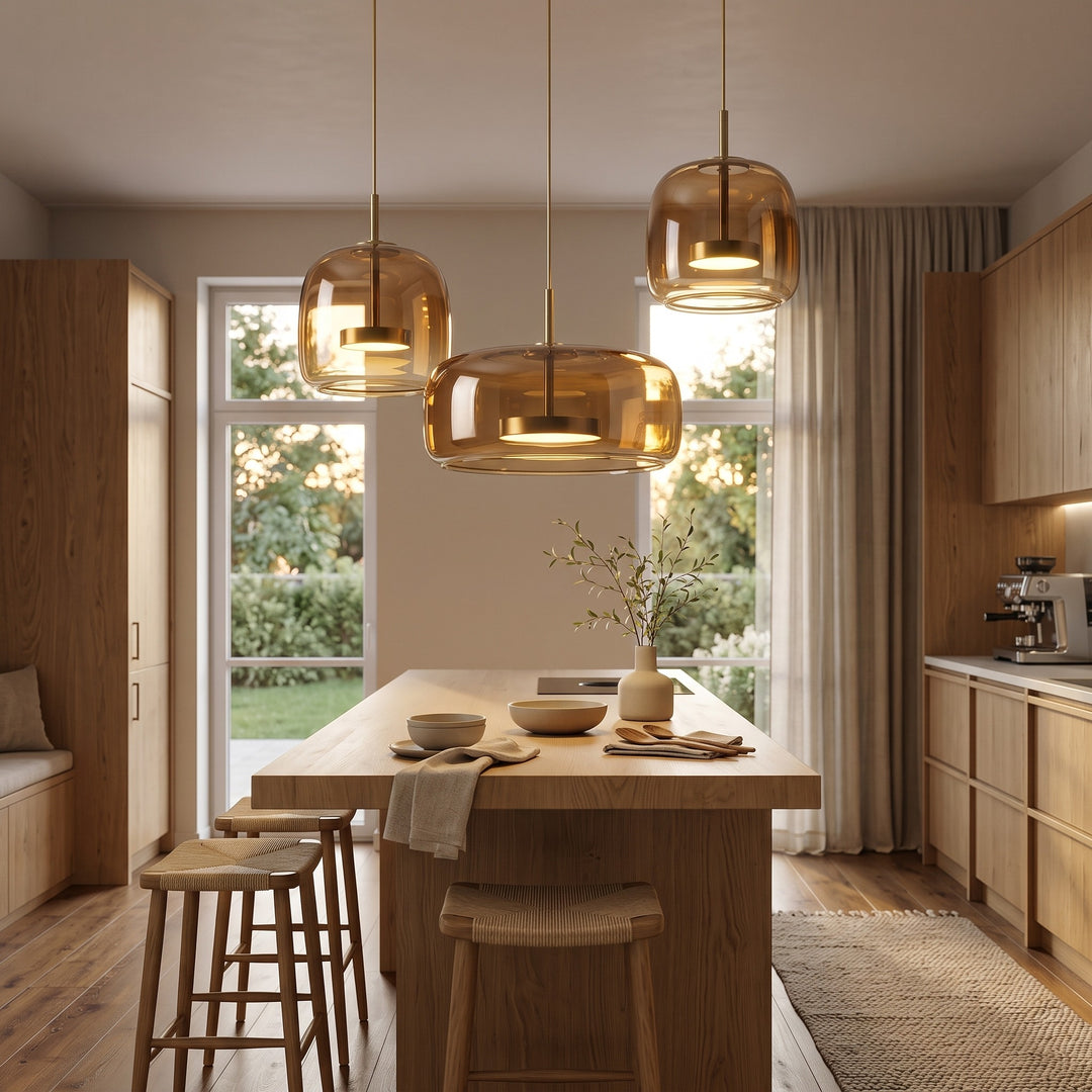 Suspension Pendant Lamp - Rounded Shade with Inner Diffuser Disc