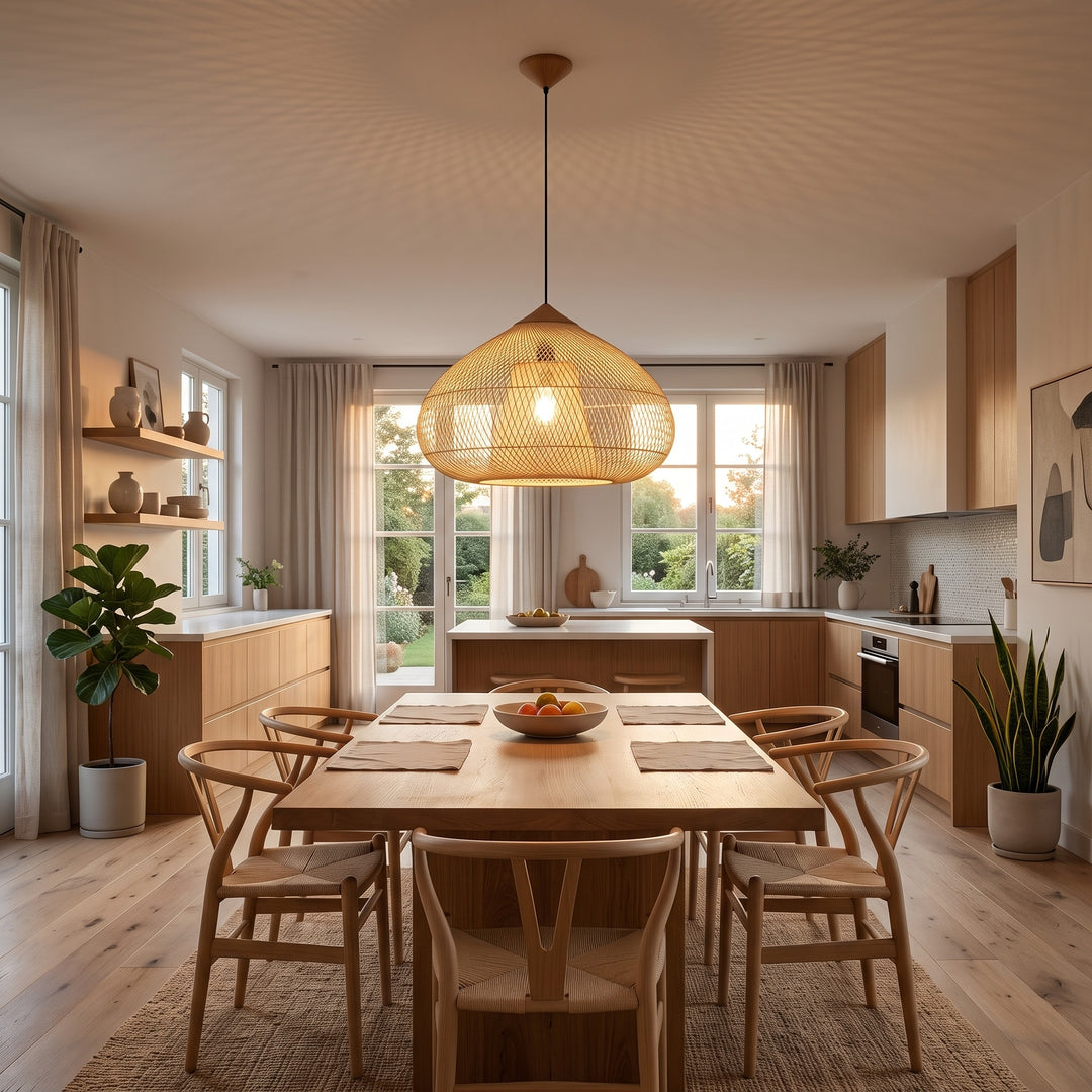Suspension Pendant Lamp - Woven Dome Shade