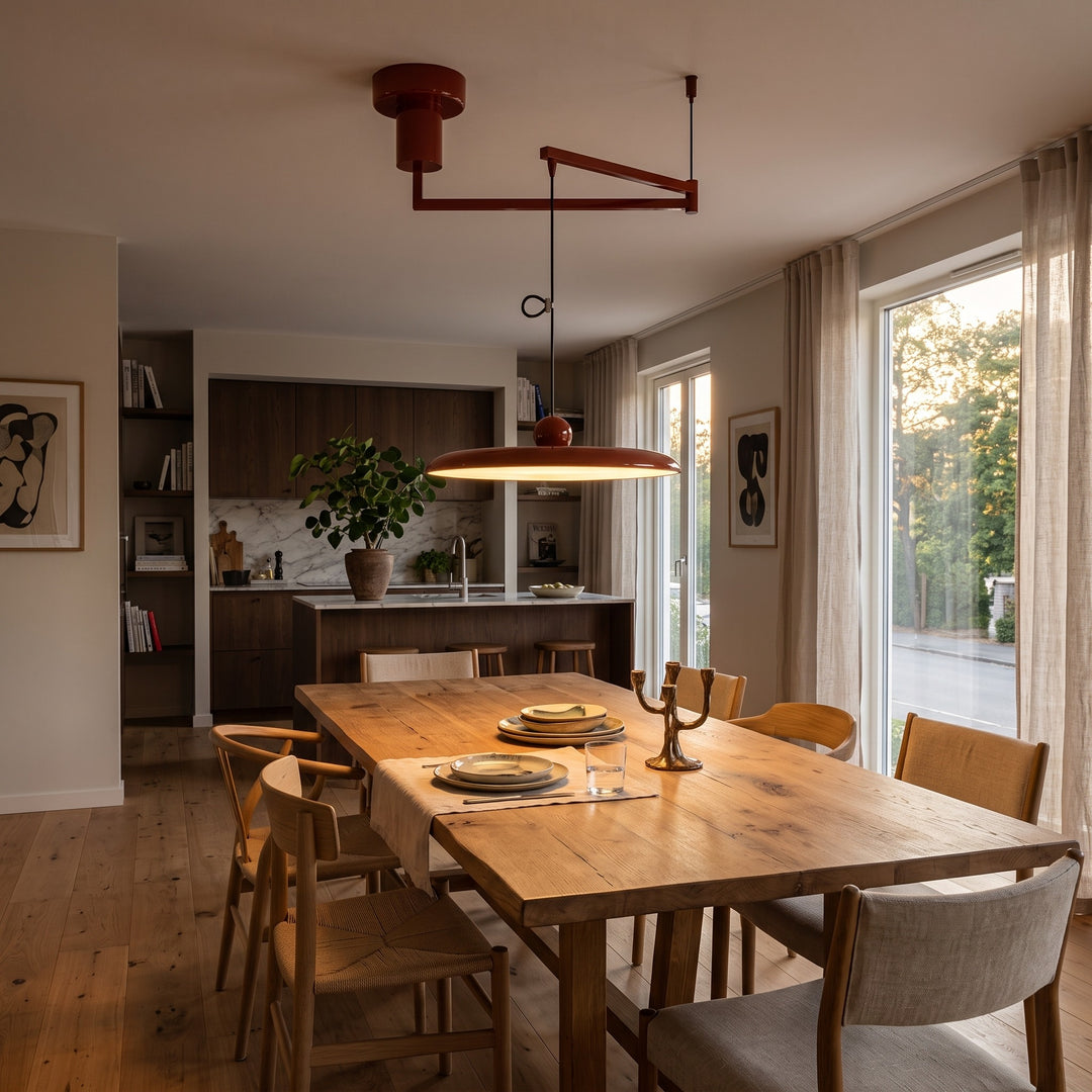 Swing Arm Pendant Ceiling Lamp Adjustable Metal Disc Shade
