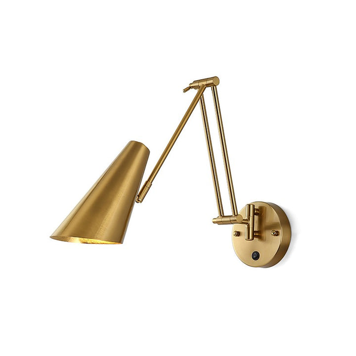 Swing Arm Wall Light - Articulating Dual Arm with Conical Shade