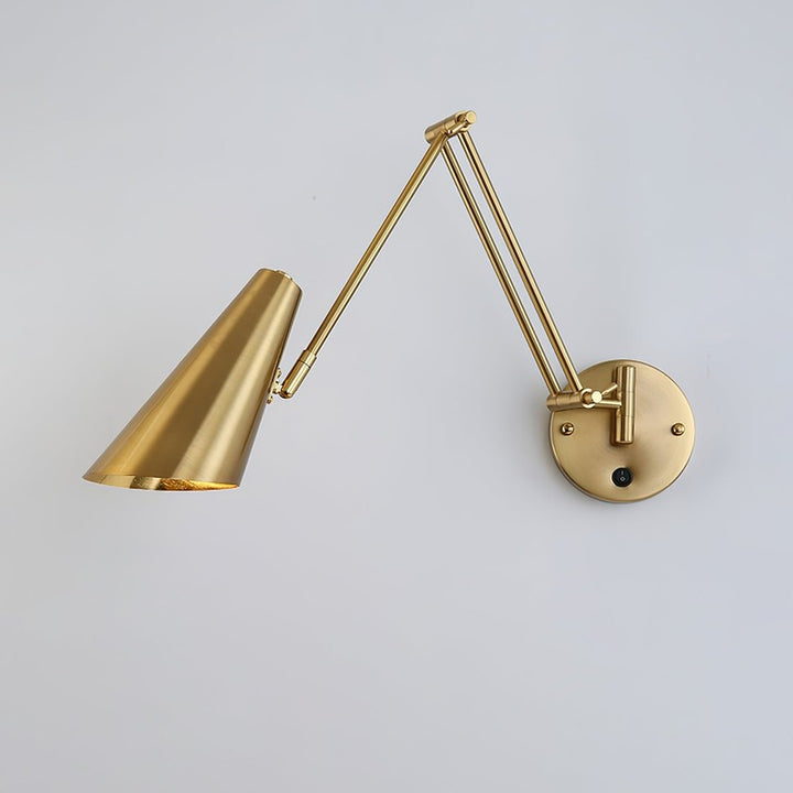 Swing Arm Wall Light - Articulating Dual Arm with Conical Shade
