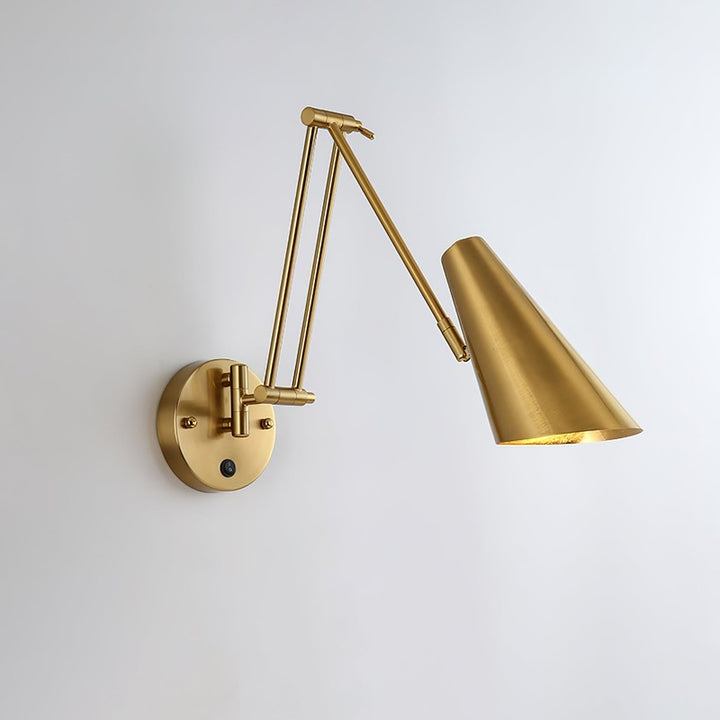 Swing Arm Wall Light - Articulating Dual Arm with Conical Shade