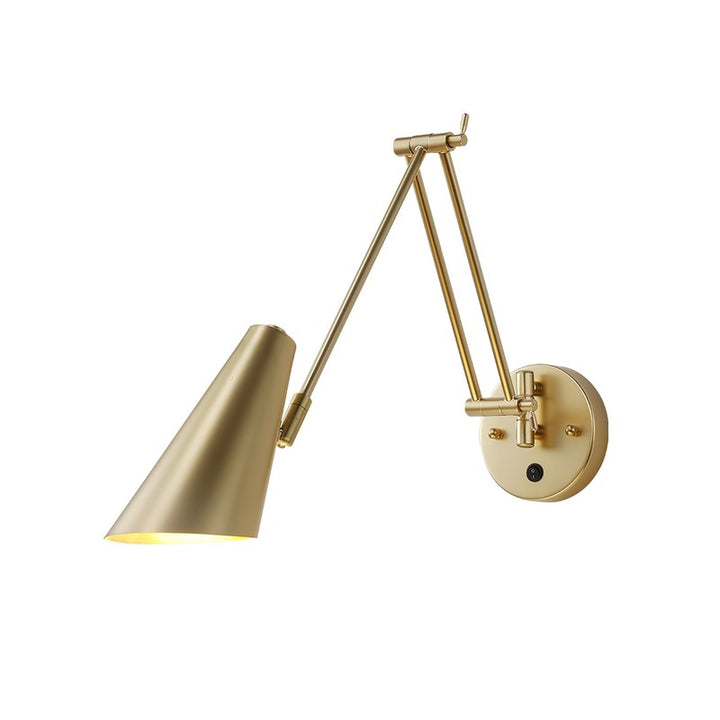Swing Arm Wall Light - Articulating Dual Arm with Conical Shade