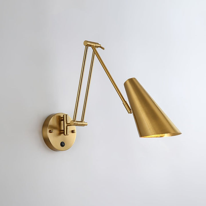 Swing Arm Wall Light - Articulating Dual Arm with Conical Shade