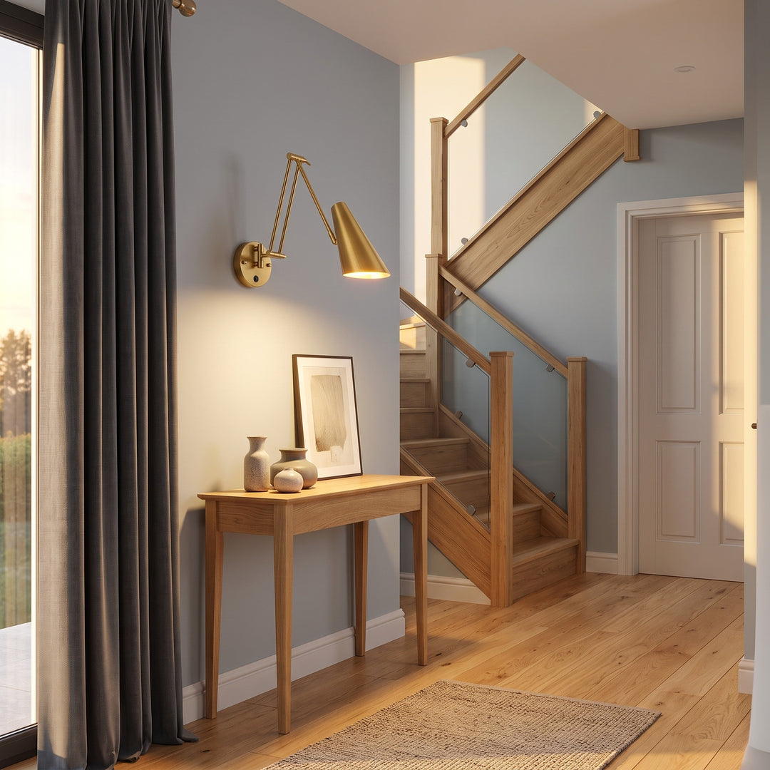 Swing Arm Wall Light - Articulating Dual Arm with Conical Shade