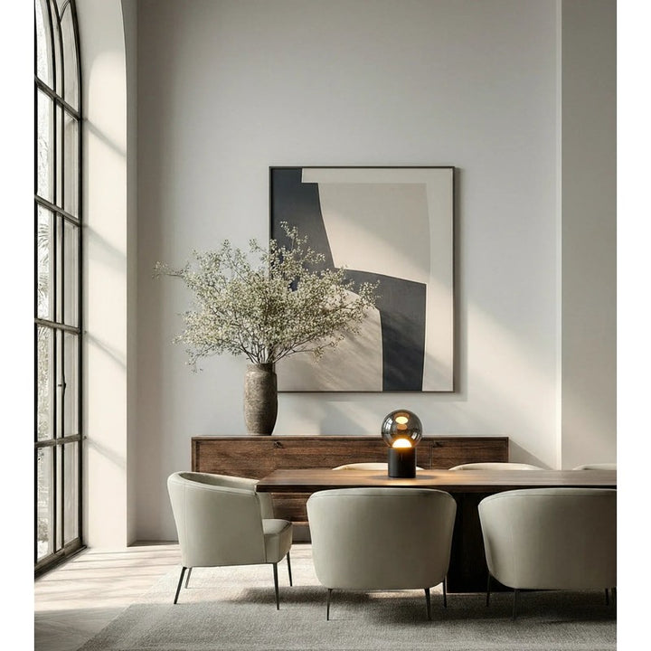 Table Lamp - Black Chrome with Smoked Glass Shade