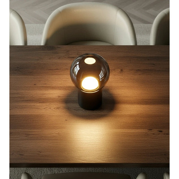Table Lamp - Black Chrome with Smoked Glass Shade