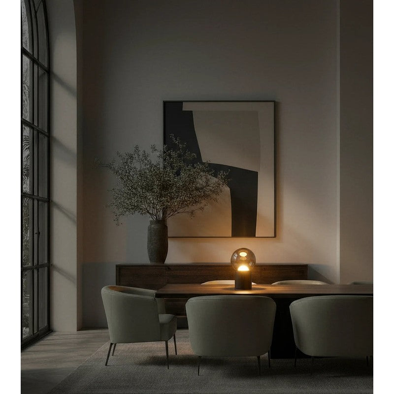 Table Lamp - Black Chrome with Smoked Glass Shade