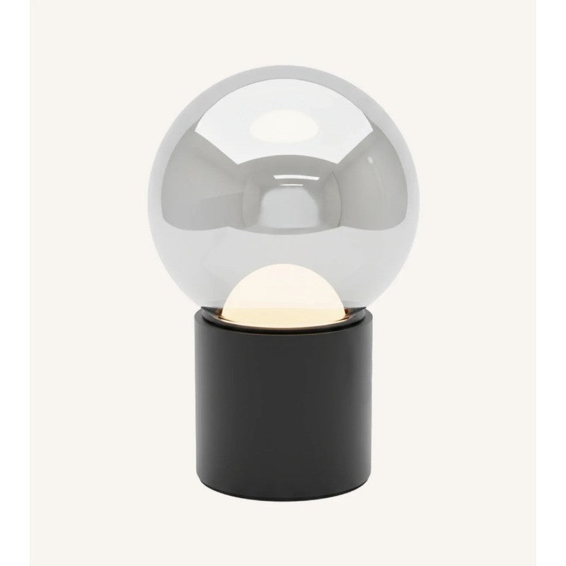 Table Lamp - Black Chrome with Smoked Glass Shade