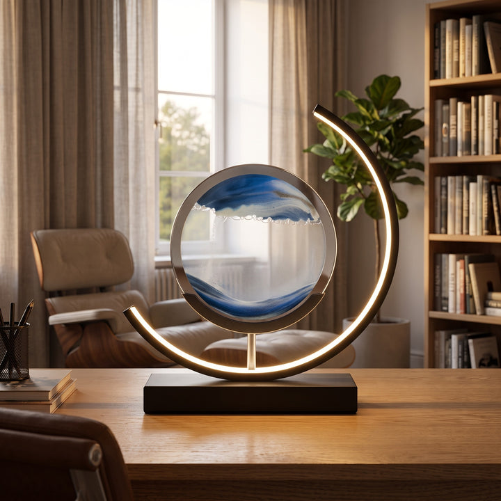 Table Lamp - Minimalist with Moving Sand Art Display