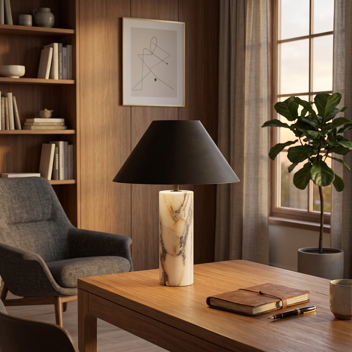 Table Lamp - Modern with Marble Base and Conical Shade