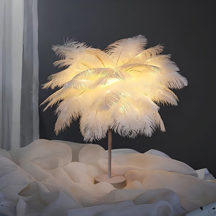 Table Lamp - Palm Tree met Feather Shade