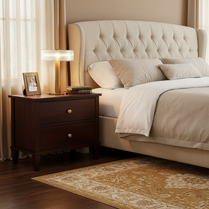 Table Lamp - Ribbed Glass Shade with Gold Finish