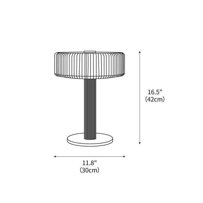 Table Lamp - Ribbed Glass Shade with Gold Finish