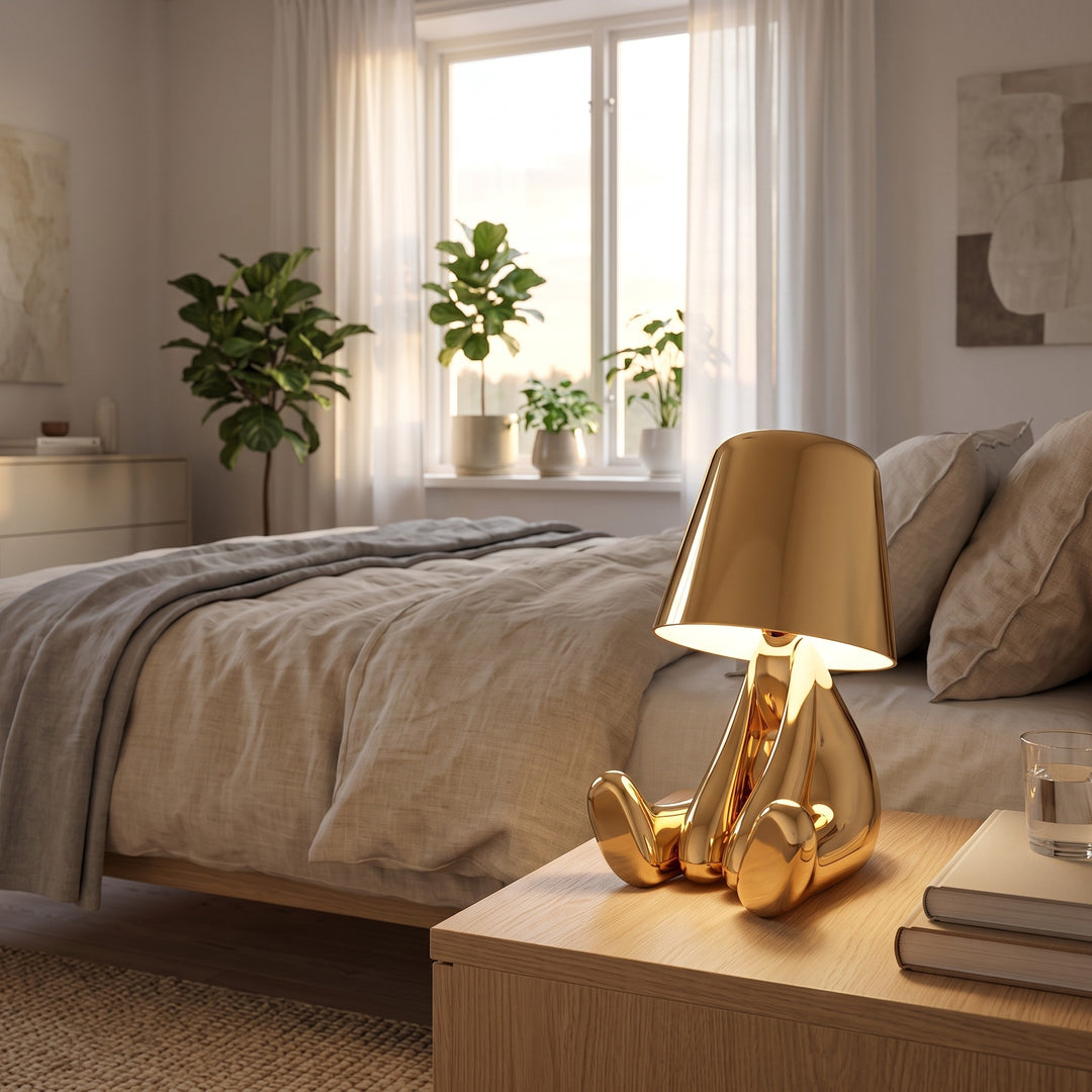 Table Lamp - Seated Figure Base with Conical Shade