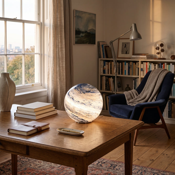 Table Lamp - Spherical Marbled Globe Shade