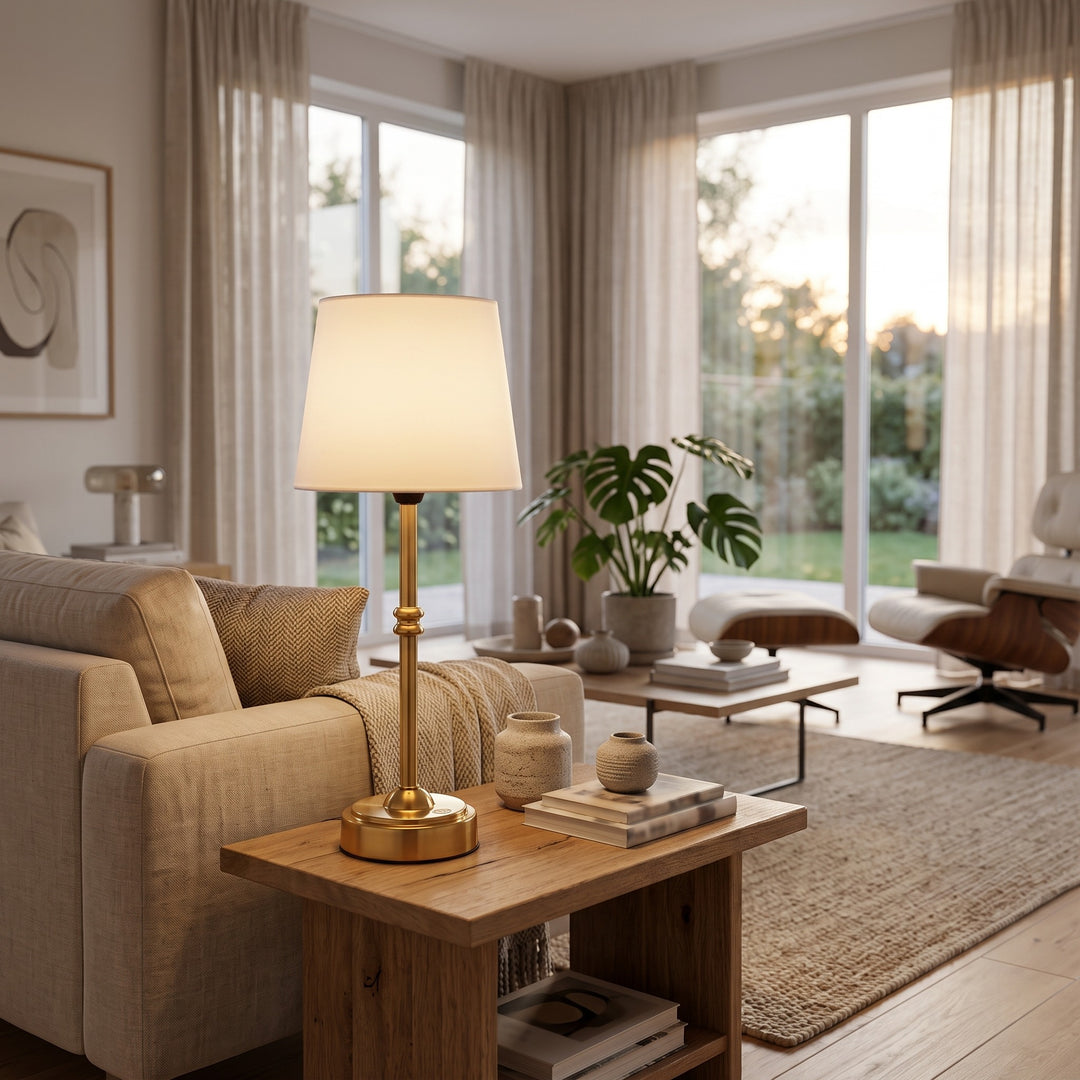Table Lamp - Tapered Shade with Turned Stem