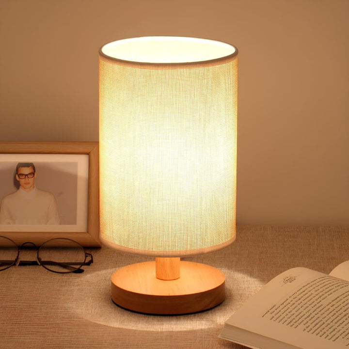 Table Lamp with Cylindrical Lampshade - Japandi Style