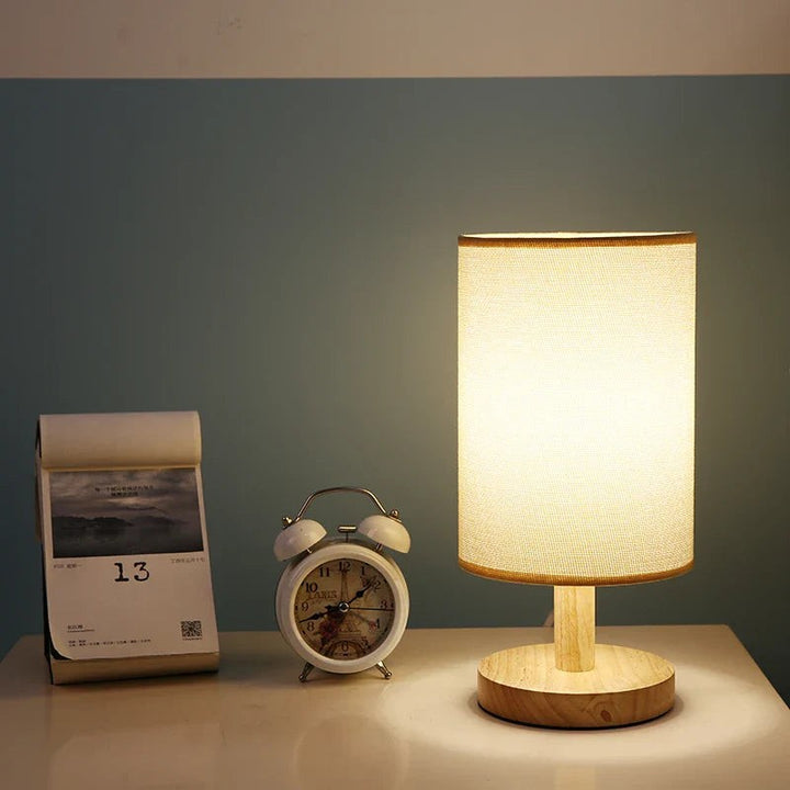 Table Lamp with Cylindrical Lampshade - Japandi Style
