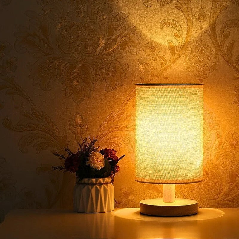 Table Lamp with Cylindrical Lampshade - Japandi Style