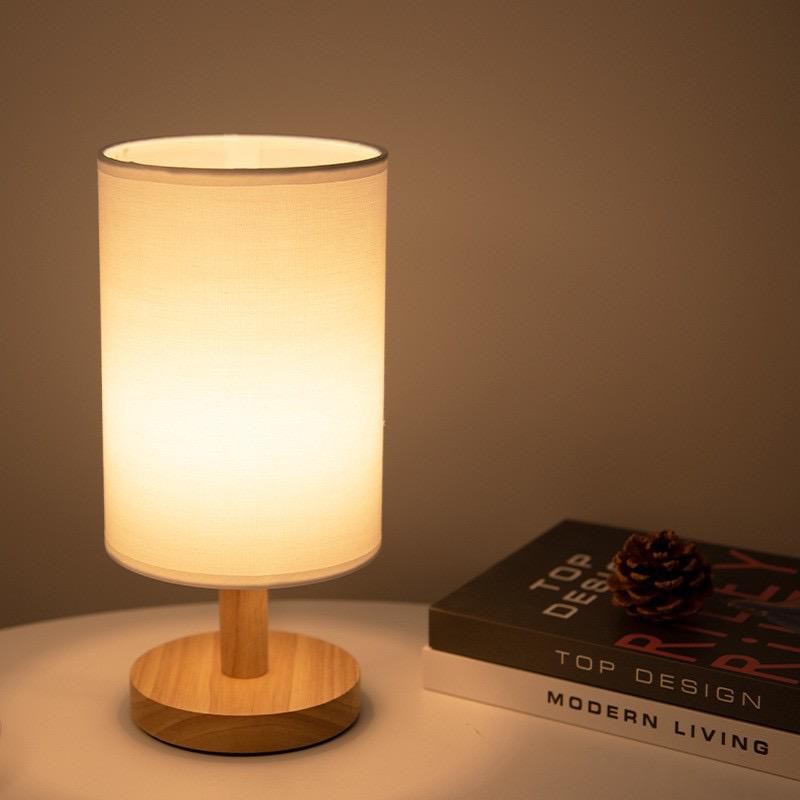 Table Lamp with Cylindrical Lampshade - Japandi Style