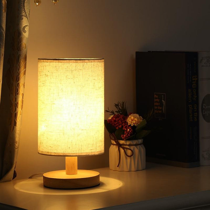 Table Lamp with Cylindrical Lampshade - Japandi Style