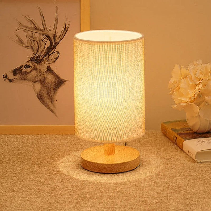 Table Lamp with Cylindrical Lampshade - Japandi Style